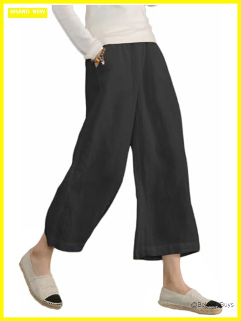 Womens Cotton Cropped Wide Leg Lounge Pants